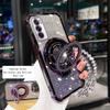 Чехол с блестками, магнитным держателем и кристальным браслетом для Samsung Galaxy S25 FE S24 Ultra S23 S20 Plus NOTE 20 Ultra