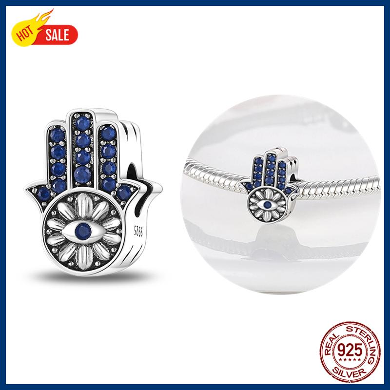 100% S925 Sterling Silver Firefly Charms Evil Eye Hot Air Balloon Blue Charms Fit Original Bracelet DIY Jewelry Making