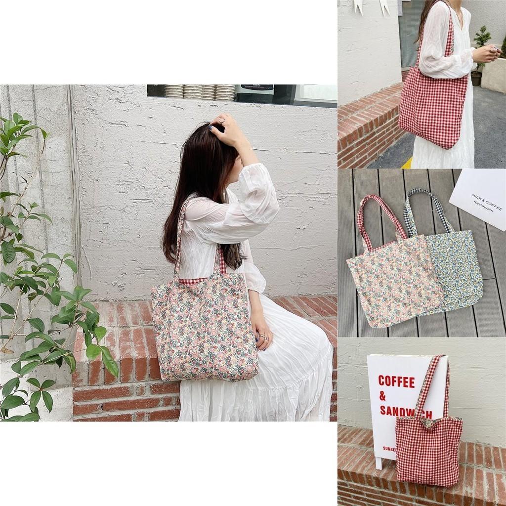 Fresh And Sweet Patterned Canvas Tote Bag Medium Size Soft Cotton Material