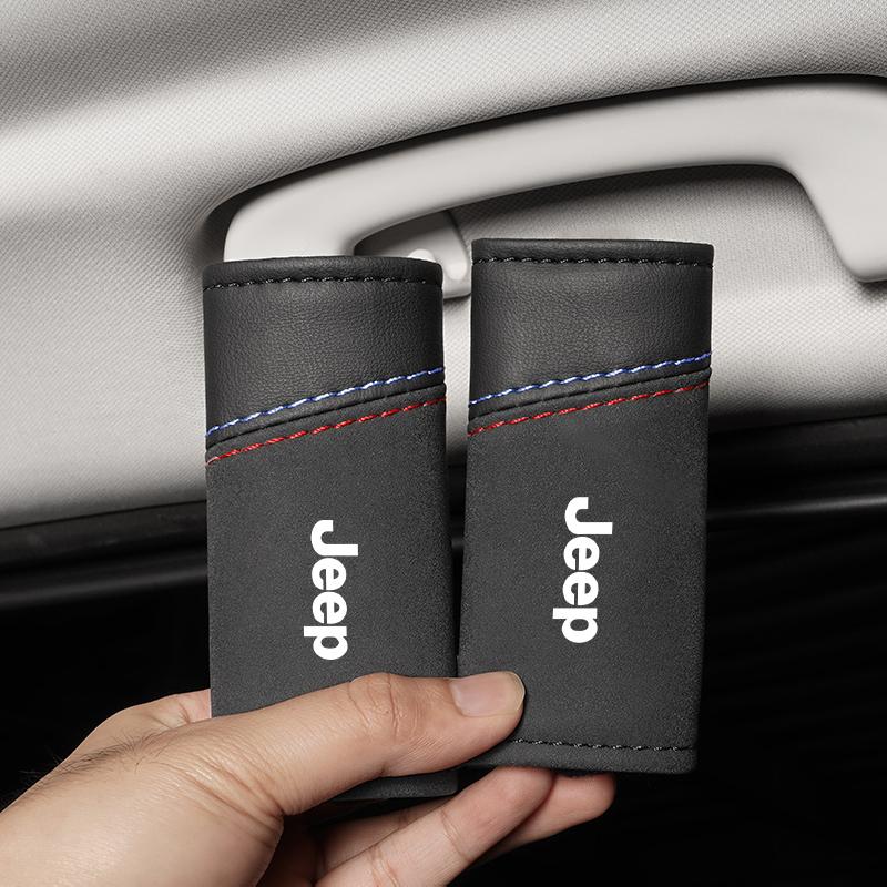 2Pcs Suede Car Roof Handle Cover Protector Interior Accessories For Jeep Grand Cherokee Wrangler JK Gladiator Compass Renegade AKW1