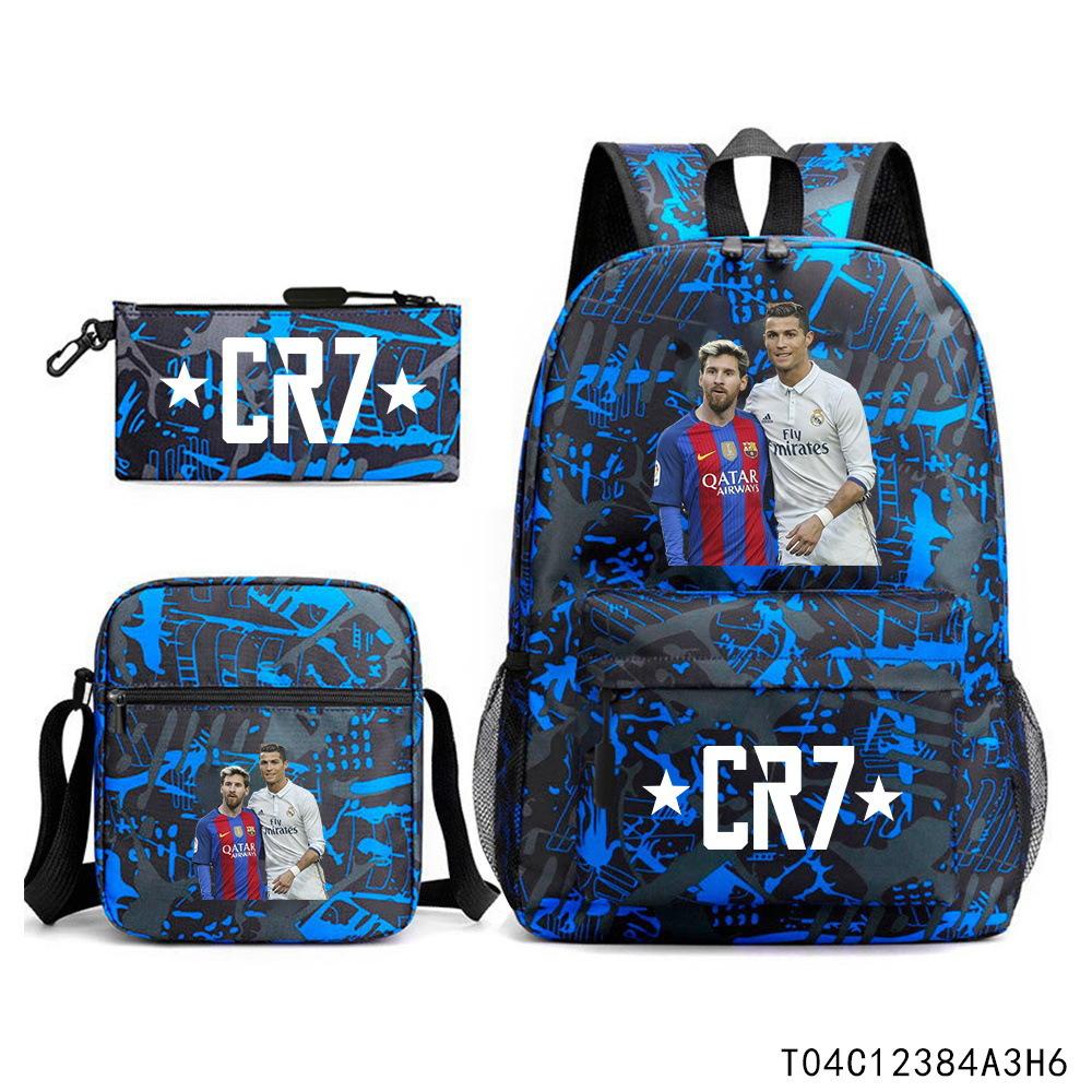 Luo Qixing Three-Piece Schoolbag, Male And Female Students Leisure Bag, Printed Large-Capacity Outdoor Backpack