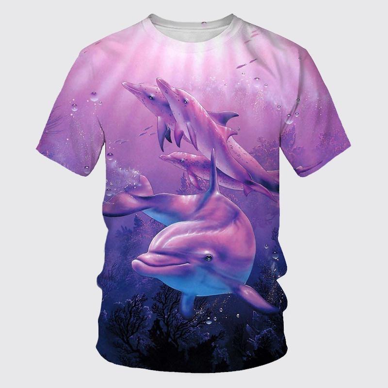 Summer Fashion Funny Dolphin Graphic T Shirts for Unisex New Trend Personality Casual Printed Harajuku O-neck Short Sleeve Tops