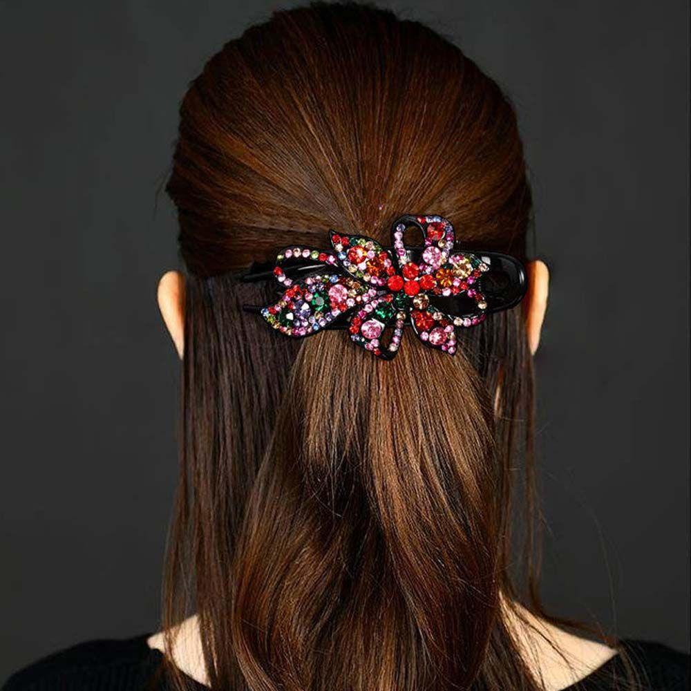 Заколка для волос в стиле ретро с цветком и кристаллами и стразами, женская заколка для волос, зажимы в виде утконоса, заколка для волос в корейском стиле