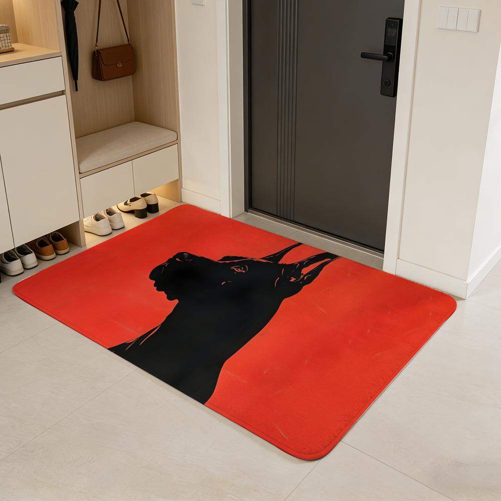 dog D-Dobermann Floor Mat Flannel Door Mat Non-Slip Absorbent Washable Indoor Home Rug