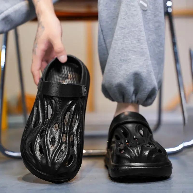 Шлепанцы Платформа Отверстие Мужские Тапочки Мягкие Сабо Оригинальный Стиль 2025 Ева Взрослые Y2k Маскулино Летняя Распродажа Хлопушки Повседневная Мужская Обувь