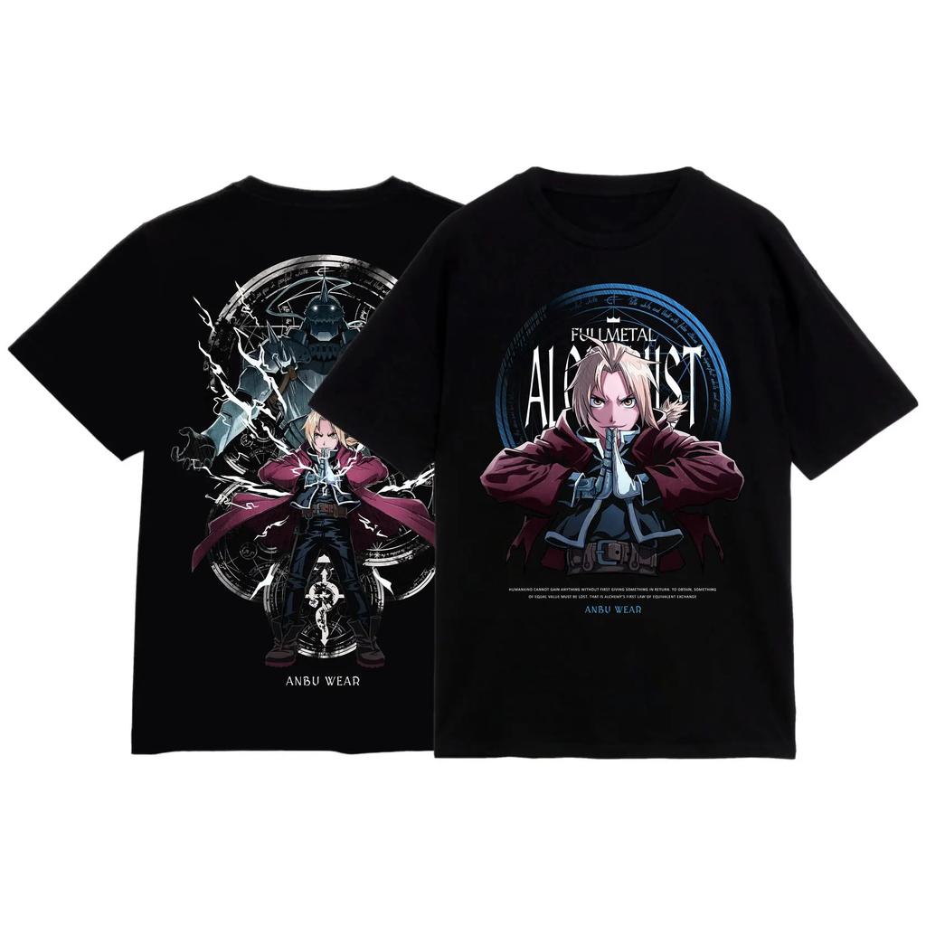 2026 Summer Fullmetal Alchemist Edward Elric Anime T-Shirt Unisex Oversized Streetwear Cotton Casual Tops for Men Women Fans