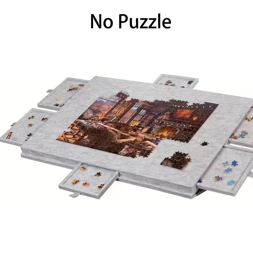 6-Drawer Puzzle Board Foldable Large Capacity Felt Puzzle Table Puzzle Desk Decor Decorative Puzzle Storage Box