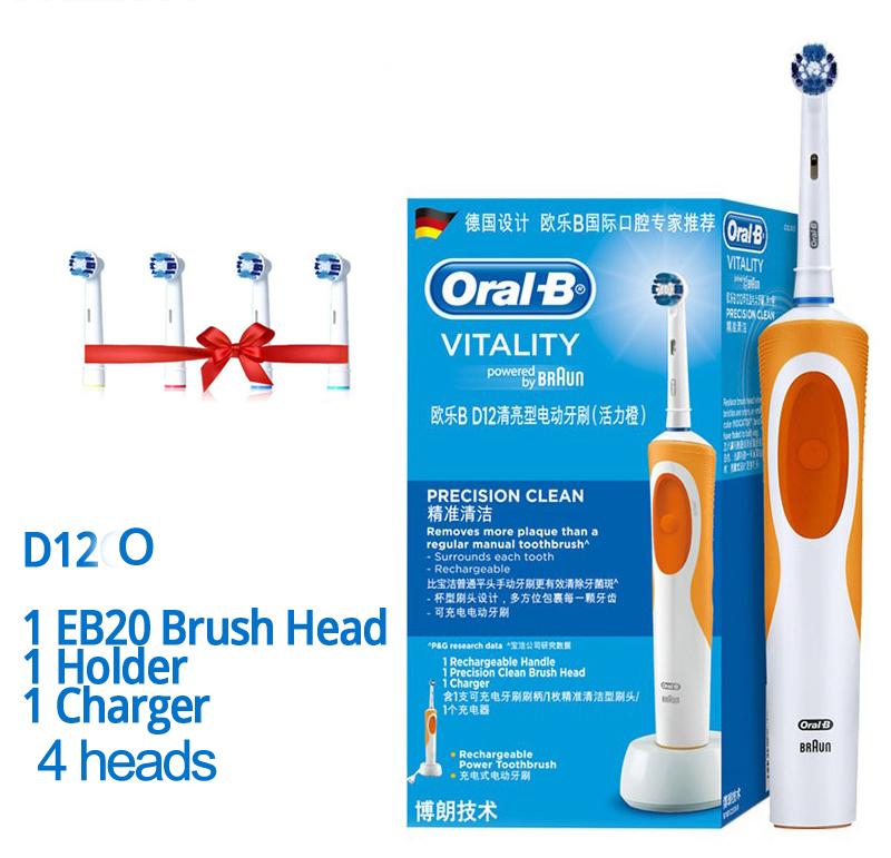 Oral B Dual Clean Electric Toothbrush Rotation Vibration Type Rechargeable Oral B Tooth Brush with 4 Brush Heads