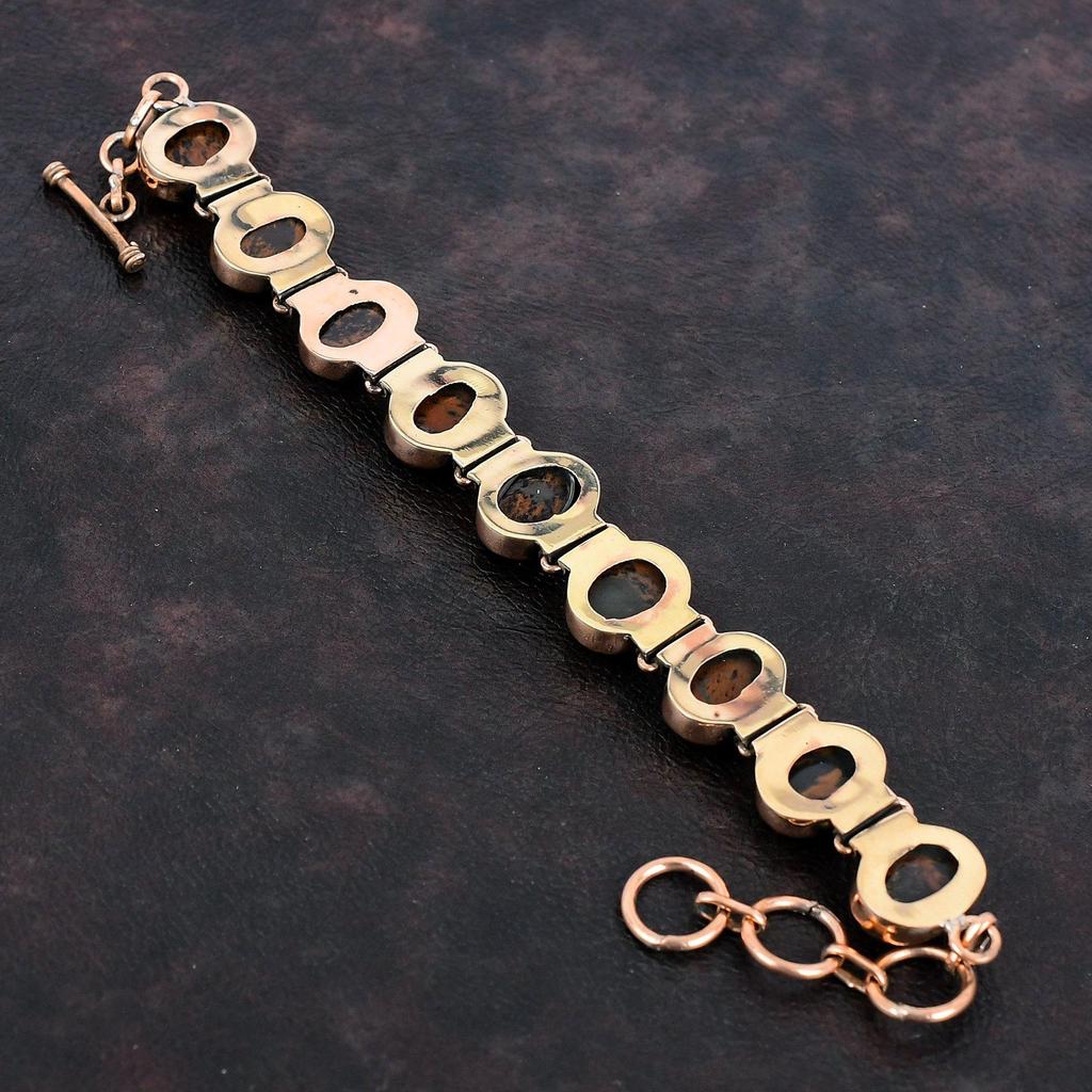 Браслет из красного дерева обсидиана Медный браслет Браслет с регулируемой цепочкой Браслет из драгоценного камня ручной работы Замечательные медные украшения Подарки на годовщину