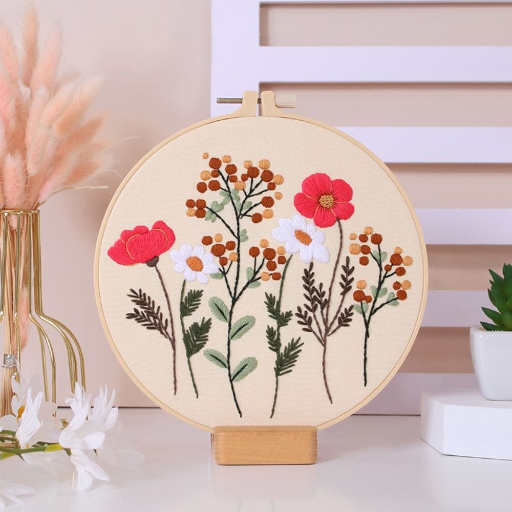 Gift Beginners Embroidery Hoops Cross Stitch Home Decoration Flower Embroidery Kit Needlepoint Kit