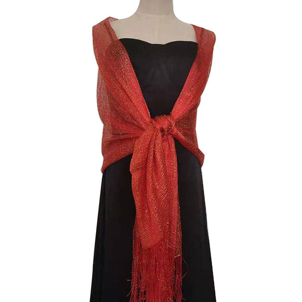 Женские элегантные вечерние платья, шали, золотые, серебристые проволочные кисточки, женские вечерние свадебные аксессуары, шарф