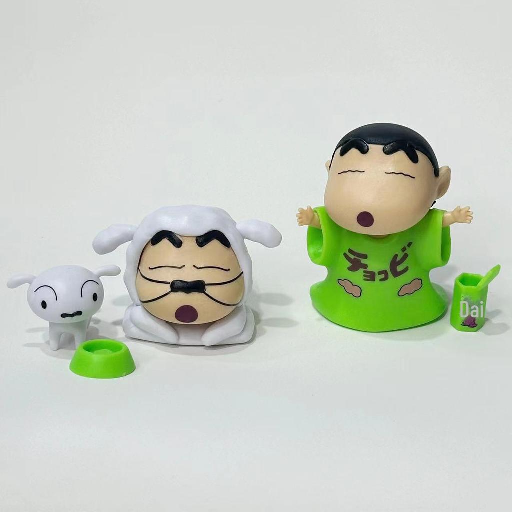 Crayon Shinchan Bathing Figures Set, Doll Machine, Gashapon Display, Car Cake Ornaments, Cute Decorative Figurines