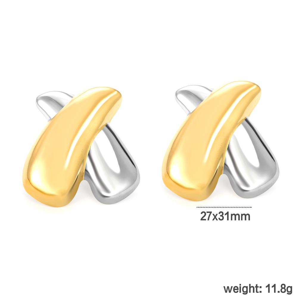 Women's Niche Stainless Steel Two-tone Earrings, Vreative Jewelry, High-end INS Style New Uique Design, Waterproof Gift Jewelry