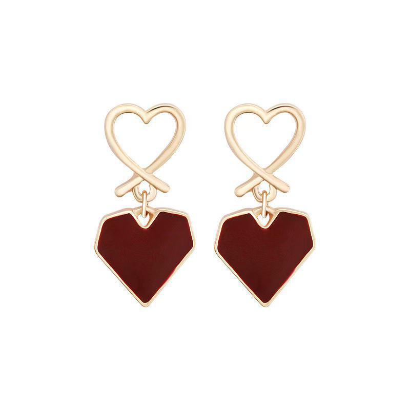 Корейские серьги Xiaoxiang Love Heart: Высококачественный летний сладкий дизайн с акцентами в виде капель масла