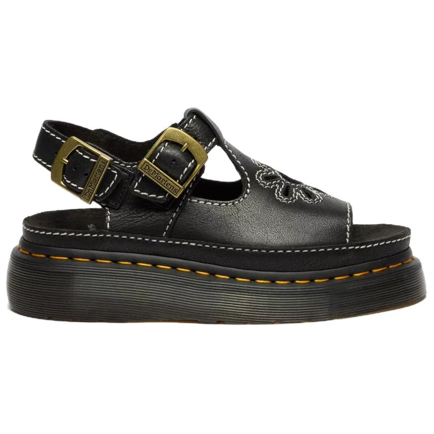 Dr. Martens Сандалии на одной лямке Dunnet Flower Leather Винтажная мода Женские сандалии Черный 40526001