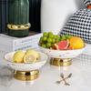 Imitation Marble Ceramic High-footed Fruit Plate Light Luxury Home Living Room Desktop Snack Dessert Plate Creative Tableware