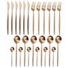 24Pcs/Set Rose Gold Tableware Set Matte 18/10 Stainless Steel Cutlery Set Knife Fork Spoon Dinnerware Set Kitchen Silverware Set