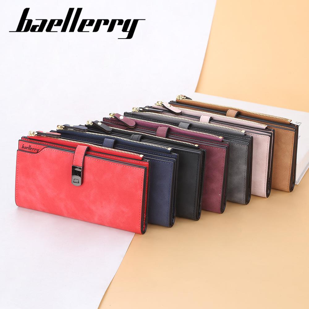 Baellerry Women Fashion Zipper Handbags PU Leather Vintage Design Card Holder Wallet Classic Coin Purse for Ladies Gifts