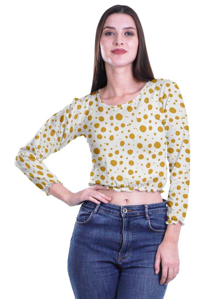 Moomaya Укороченные топы с круглым вырезом и длинными рукавами для женщин из хлопкового джерси T