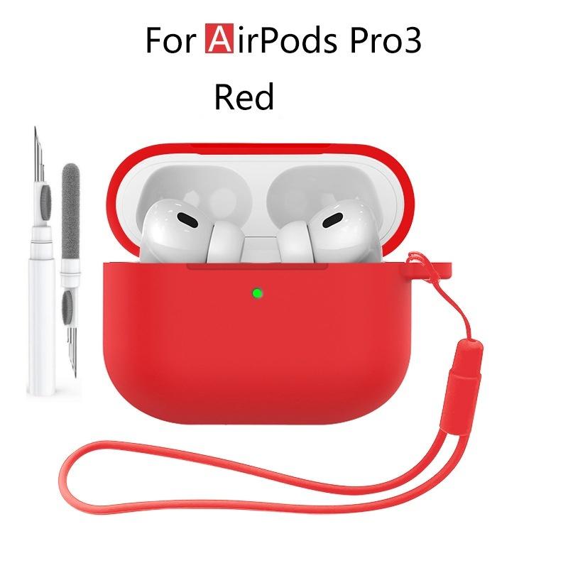 Новый 2025 Чехол для Apple Airpods Pro 3 Мягкий силиконовый Полная защитная крышка с чистящим набором и брелком для чехла Airpods Pro 3
