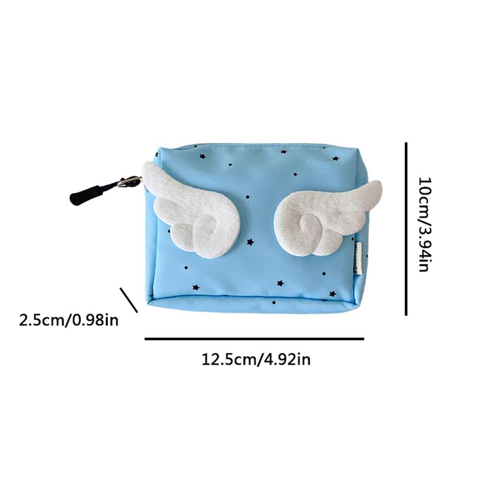 Angel Wings Portable Makeup Bag Cosmetics Storage Bag Large Capacity Student Stationery Organizer Bag Cartoon Sweet Handbags