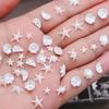 White Pearlized Starfish Seashell Nail Art Decorations Nail Charm With Shimmering Resin Design For DIY Manicures