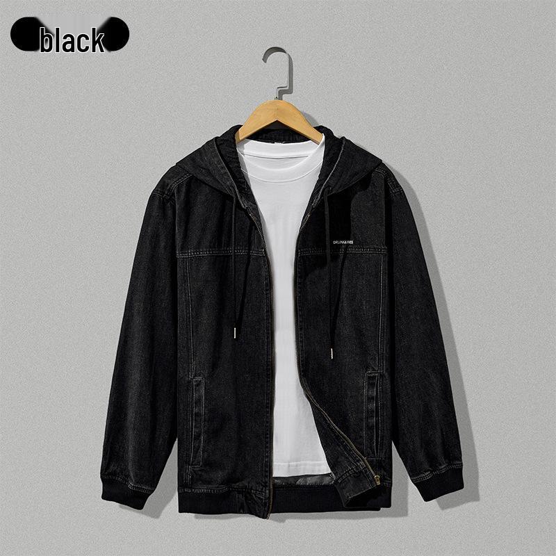 W822 Men's Thickened Hooded Denim Zip-Up Jacket: Stylish, Trendy, and Versatile.