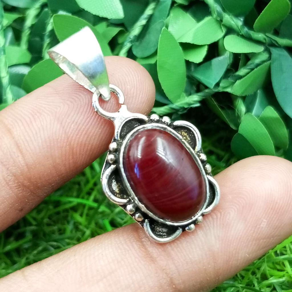 Red jasper Gemstone 925 Sterling Silver Plated Necklace Chain Pendant Jewelry NST-J2H13958