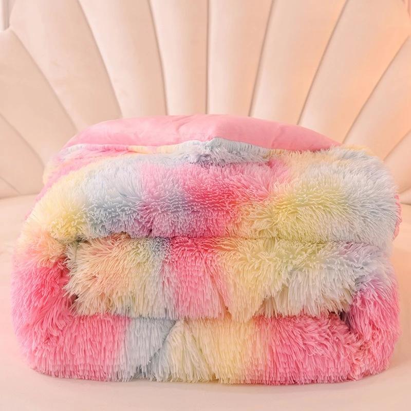 Luxury Plush Mink Fleece Flannel Blanket Autumn Winter Warm Cozy Throw Blanket for Lunch Break Air Conditioning Nap Decor