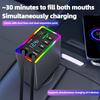 Автомобильный Bluetooth MP3 FM-передатчик 4-в-1 Быстрая зарядка 120 В Выдвижной кабель Автомобильное зарядное устройство с цветной подсветкой Встроенный медиаплеер
