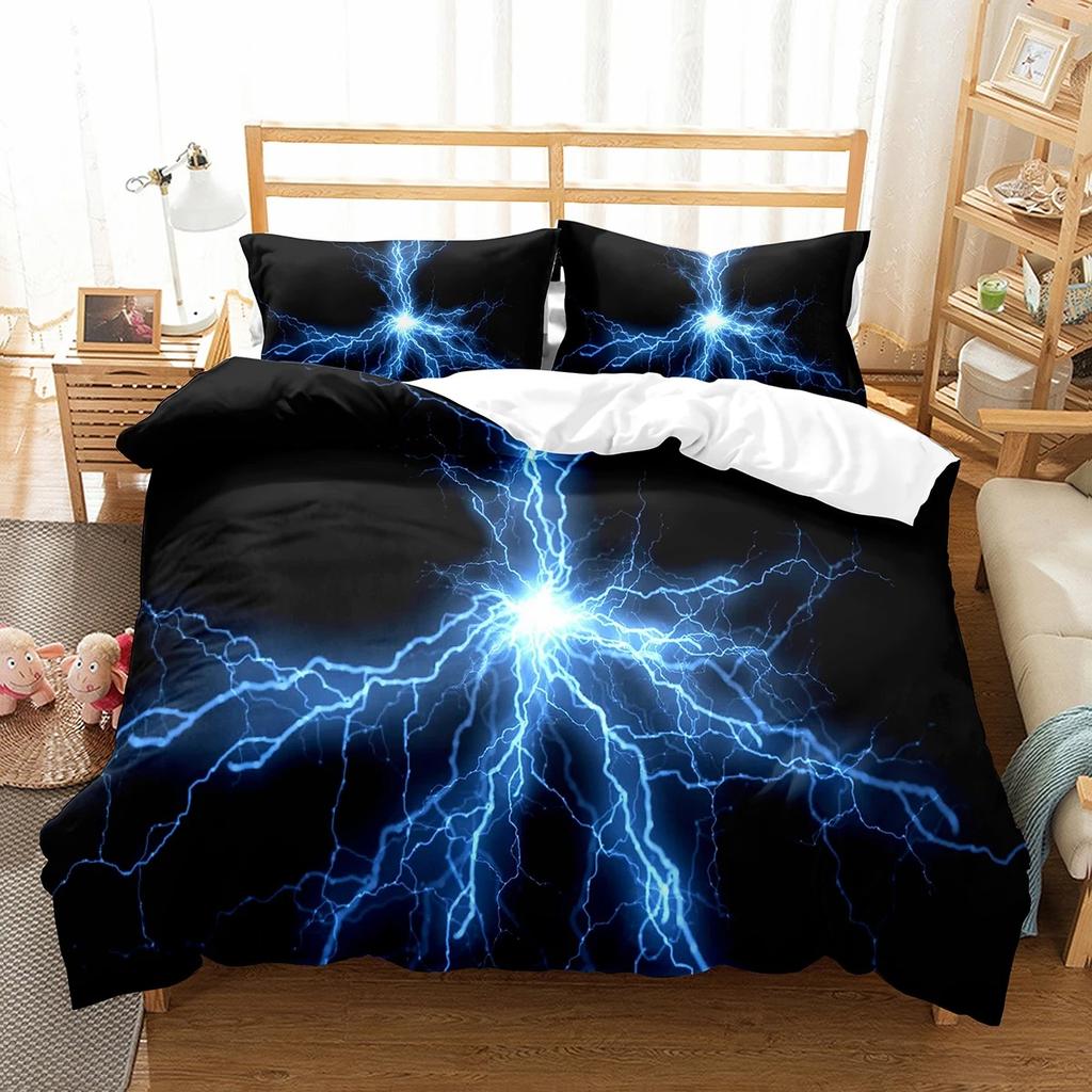 3D Printed Lightning Bedding Set Lightning Duvet Cover Double Twin Full Queen King Adult Kids Bedclothes Quilt Cover