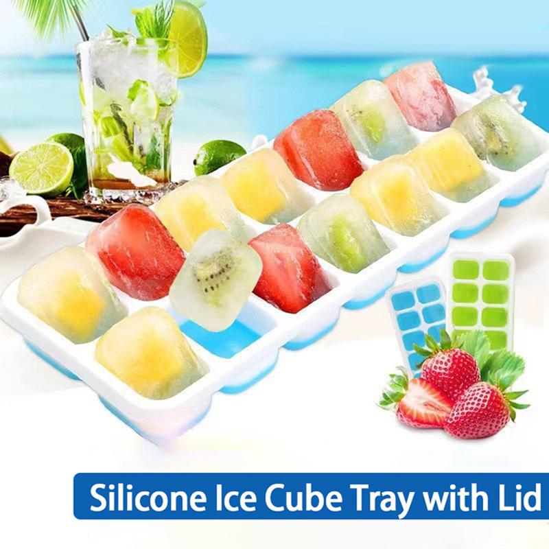 14-Grid Food Grade Square Ice Tray Mold Silicone Ice Molds Easy Release Iced Drink Making DIY Kitchen Gadget BJL007