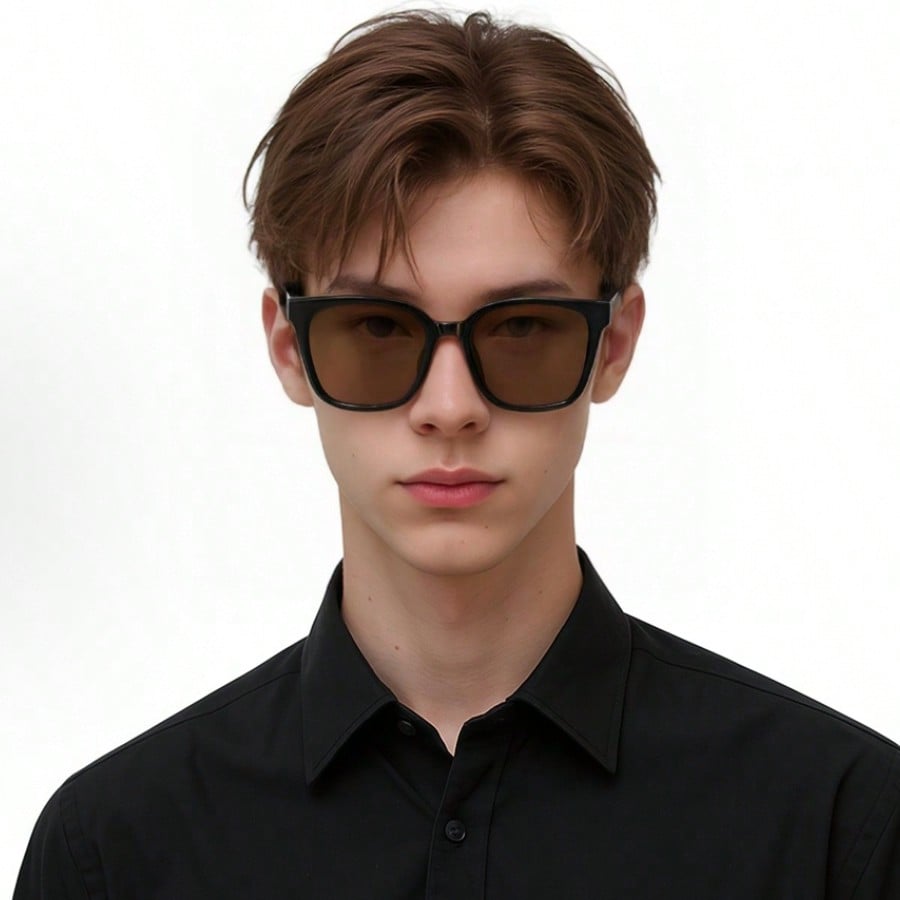 Gucci GG1346SK 005 Квадратные солнцезащитные очки оверсайз - Глянцевый черный цвет и коричневые линзы