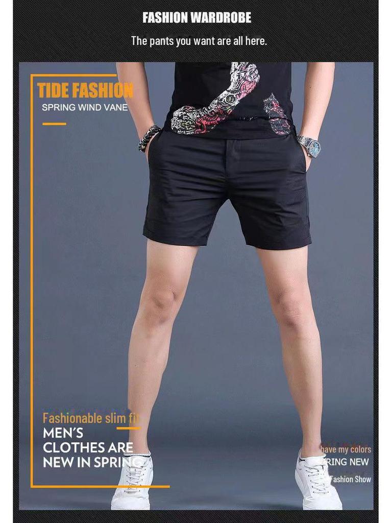 Мужские повседневные шорты из хлопка: Свободный крой, однотонный, универсальная рабочая одежда, летний стиль три четверти