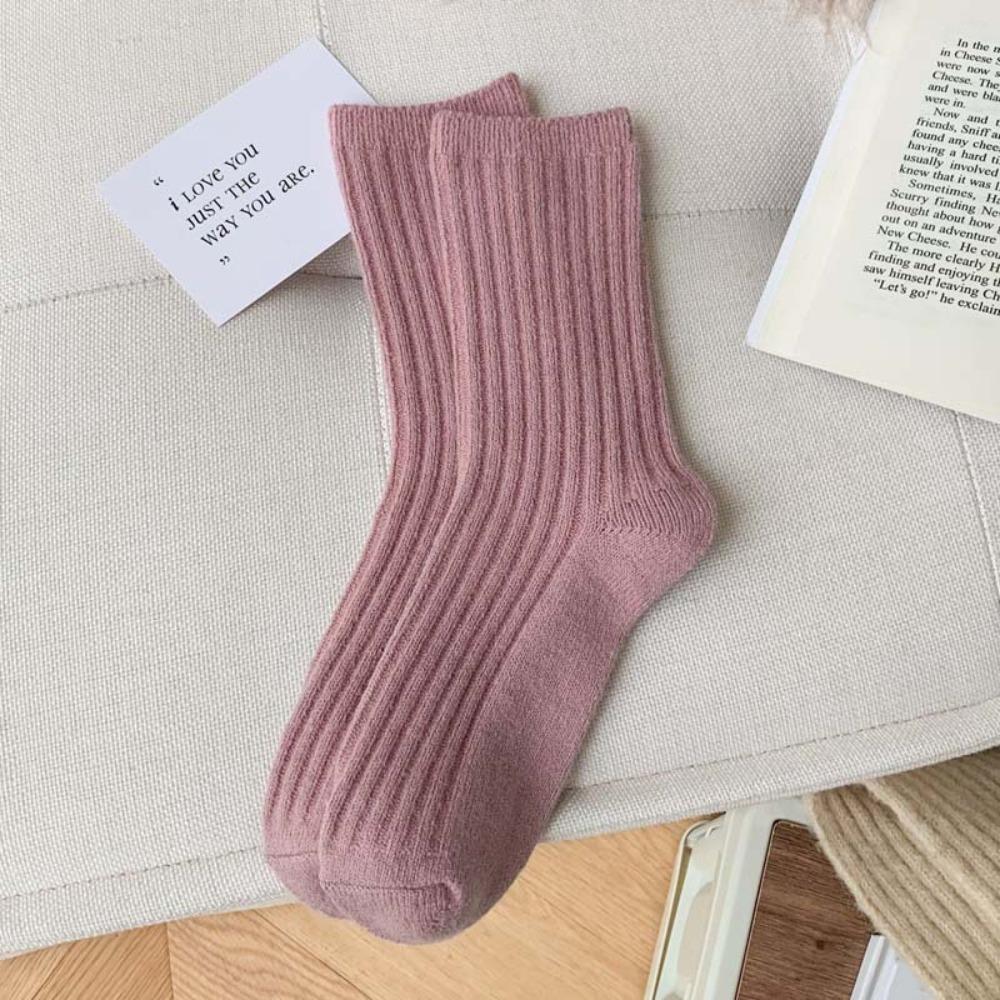 1 Pair Thicker Warm Thermal Crew Socks Comfortable Wool Socks Fashion Knitting Socks Women Girls