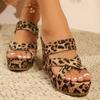 Модная обувь женская 2024 Бренд Большие размеры женские тапочки Платформа платье тапочки женские леопардовый принт супер высокие танкетки женские сандалии