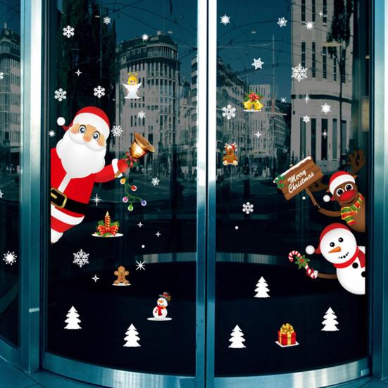 2/4 Pcs Christmas Stickers Santa Claus Snowflake Reindeer Xmas Decals Waterproof Festive Decor Stickers for Windows Glass