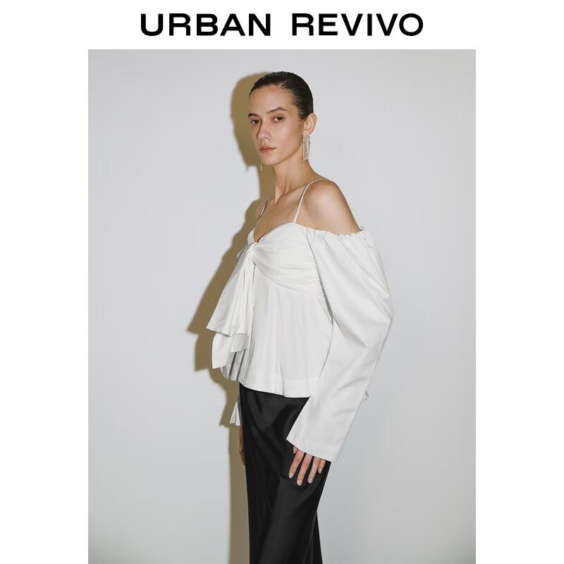 UR 2025 Women's Autumn Bow Tie Smocked Blouse