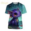 New Cute Dragon 3D Printed T-Shirt Funny Animal Tees Fashion O Neck Short Sleeve Dinosaur Unisex Streetwear Top Clothes Clothing