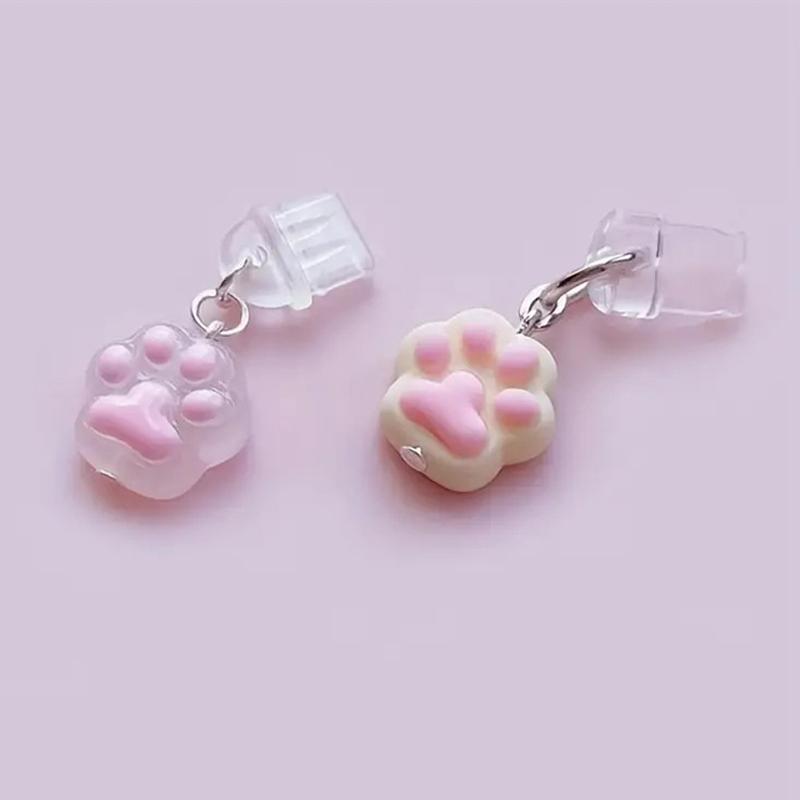 Заглушка для порта зарядки телефона, милая лапка кошки, аксессуар-подвеска для iPhone, интерфейс Type-C