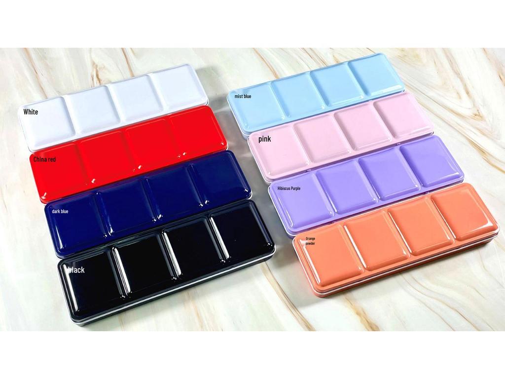 24-Color Tinplate Watercolor Paint Box with Card and Brush Holder
