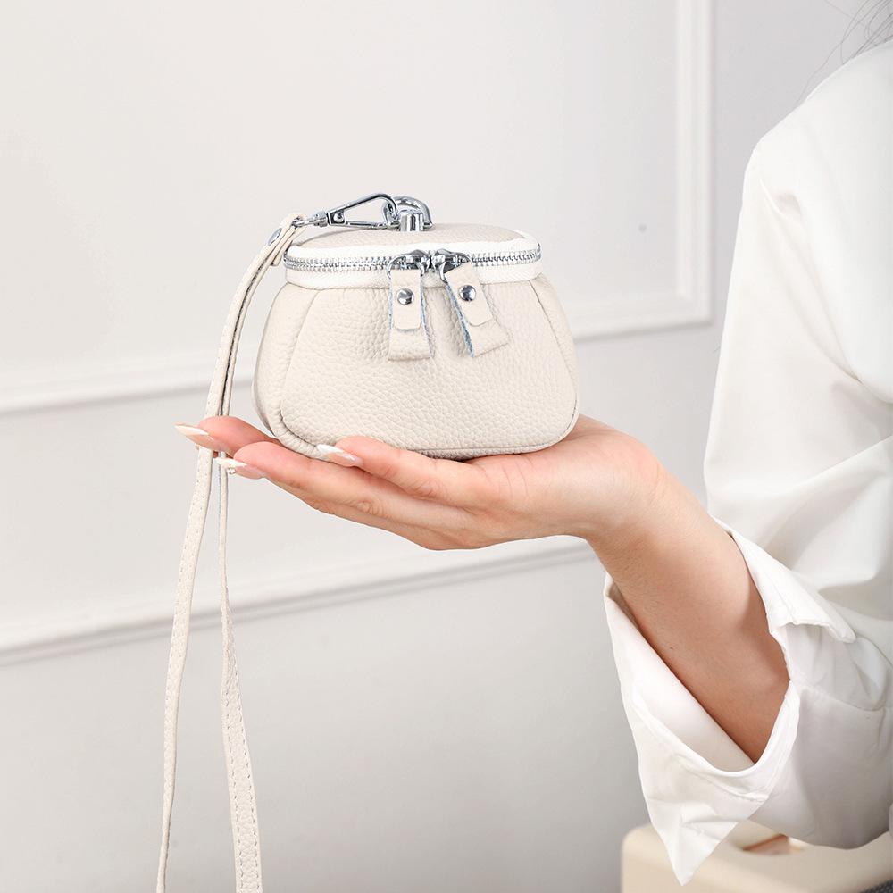 Компактный кошелек для монет из коровьей кожи высшего качества: Стильный чехол-ожерелье для помады, косметики или наушников