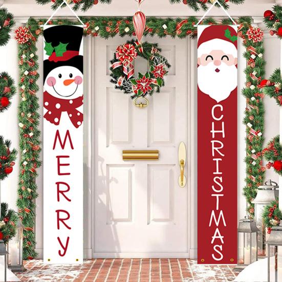 1 пара рождественских двустиший, которые легко повесить, Санта-Клаус, знак на крыльцо, баннеры на дверь, многоразовые подвесные двустишия для входной двери, принадлежности для новогодней вечеринки