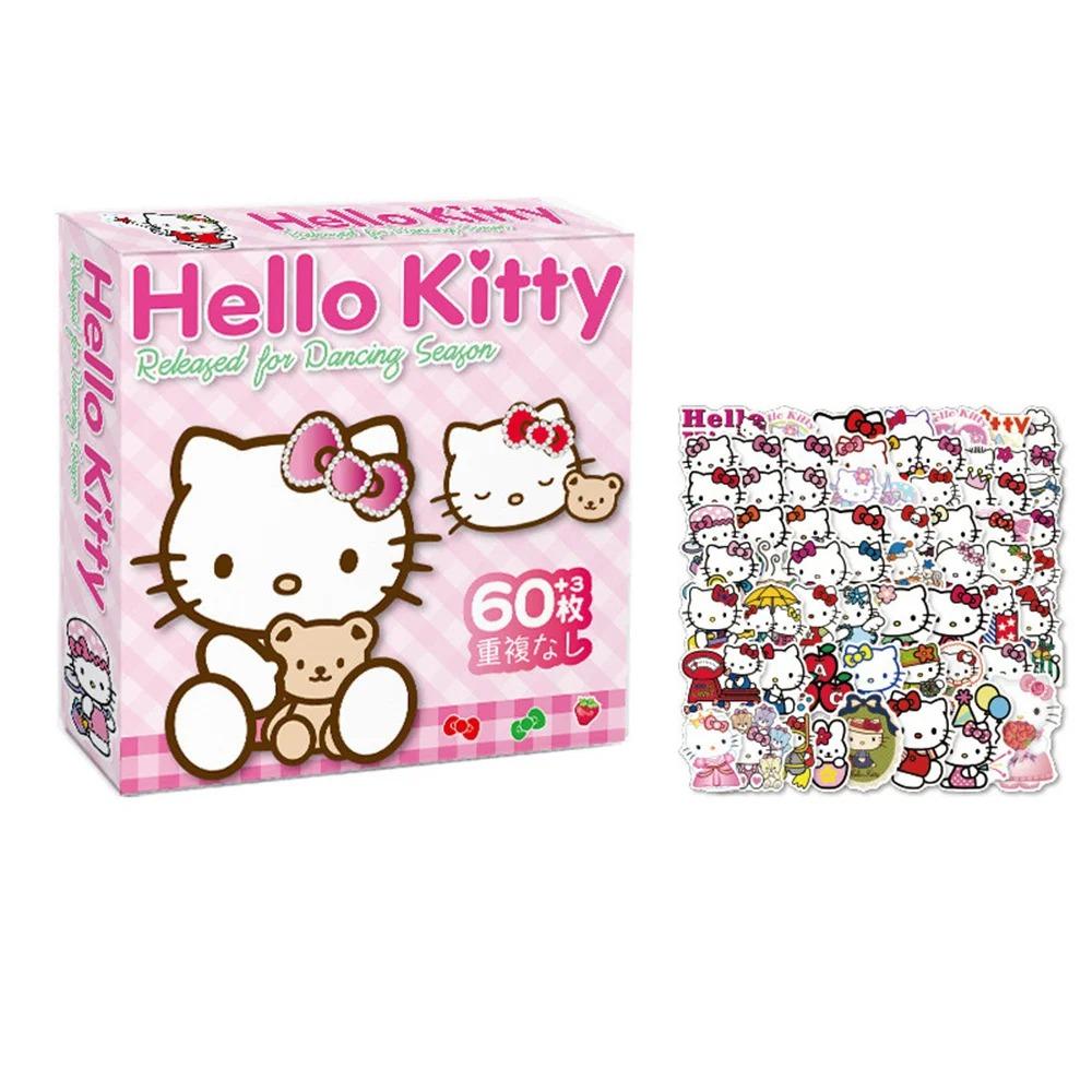 60 шт. Sanrio Hello Kitty Kuromi Cinnamoroll Pochacco Наклейки для Детей Девочек DIY Ноутбук Телефон Дневник Милый Мультяшный Sanrio Наклейка