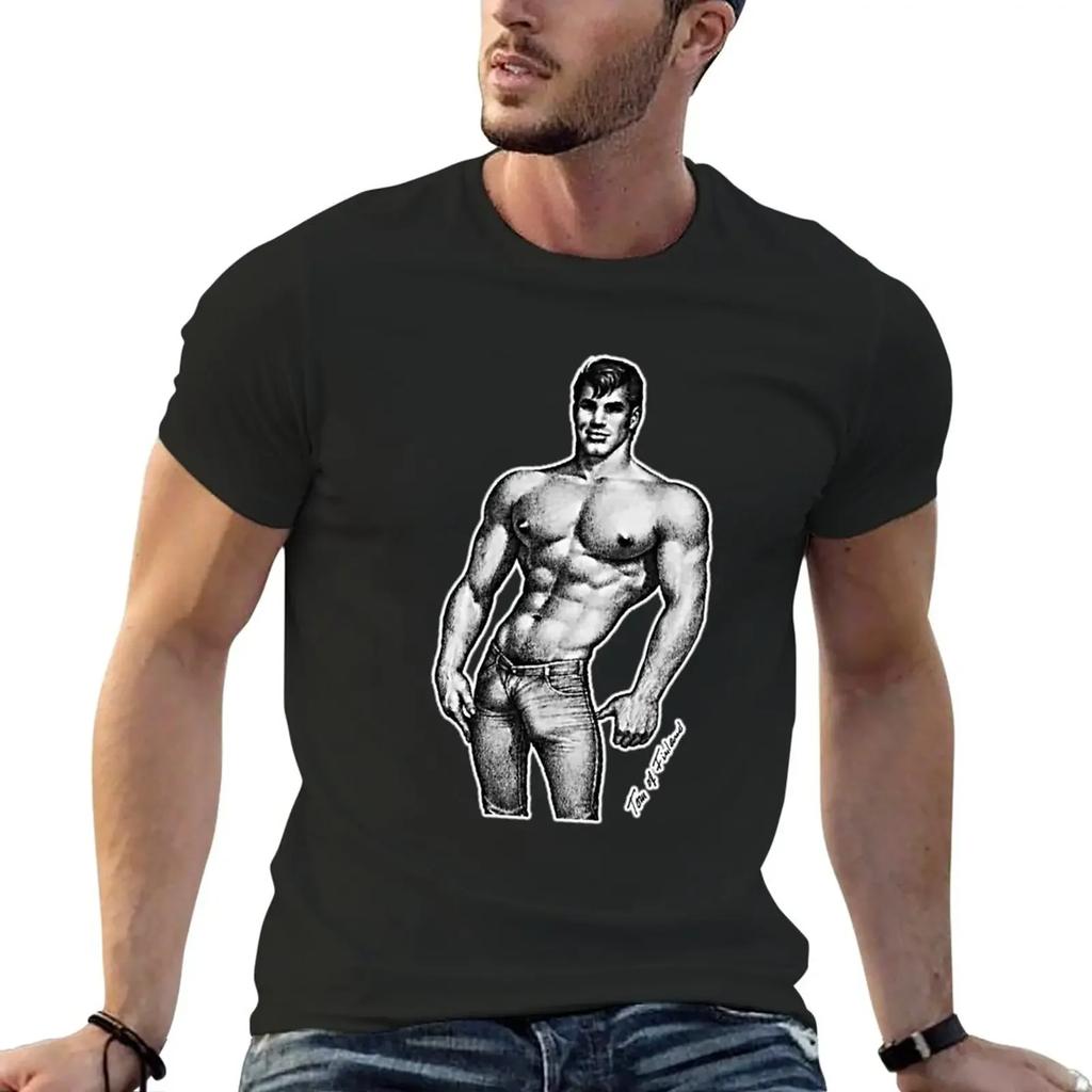 Cheavyweight streetwear anime clothes Arrival Round Vintage Tom of Finland Sketch (White) tops hippie clothes t shirts