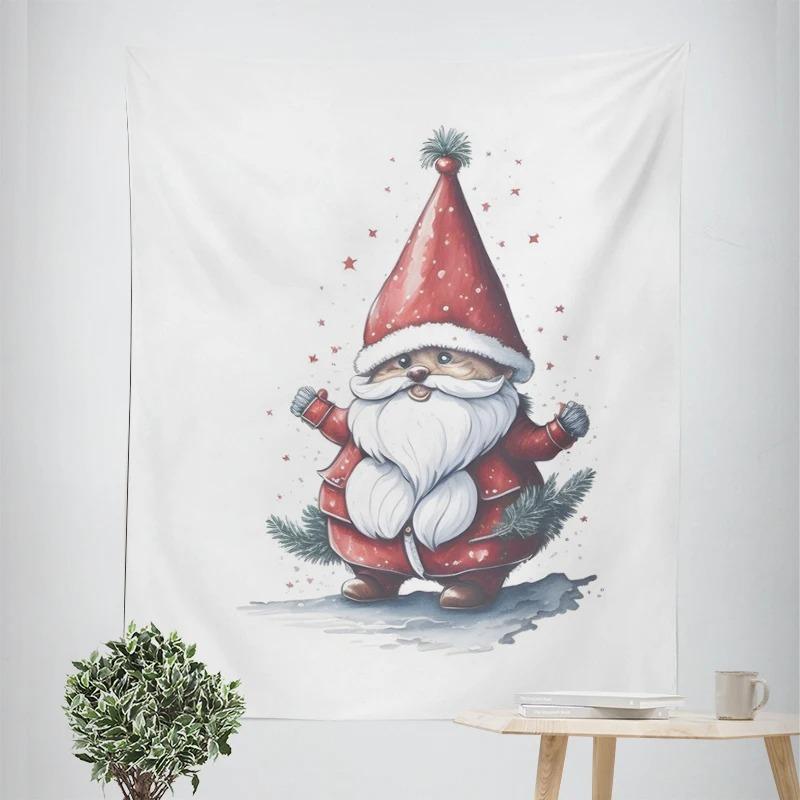 New Year Christmas Gnome Dwarf Pattern Living Room Bedroom Decorative Tapestry