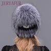 JERYAFUR Женская модная зимняя шапка из натурального меха норки и чернобурки