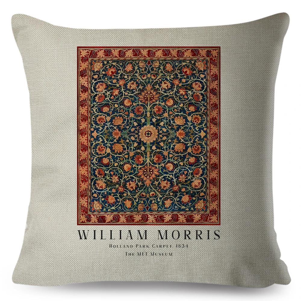 Nordic Style Cushion Cover William Morris Flower Pillowcase Linen Both Sided Decor Violets Botanical Throw Pillow Case for Sofa