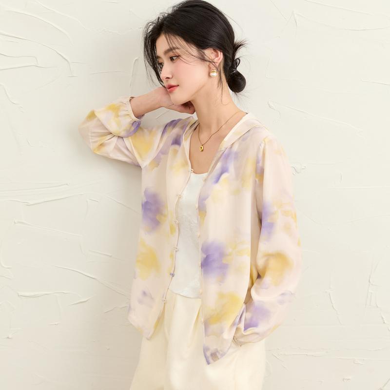 Mulberry Silk 100% 2025 Spring New Product Sunshade Hooded Cardigan Fashion Commuter Coat for Women