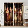 2pcs, Curtain Popular Chicken Theme Machine Washable Fabric (without Rod) Decorations Clearance Use for Room, Kitchen, Study,